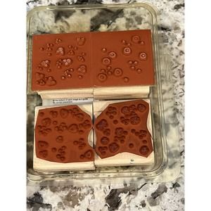 2001 STAMPIN UP BEYOND THE BASICS SET OF 4 WOOD MOUNT RUBBER STAMPS EUC